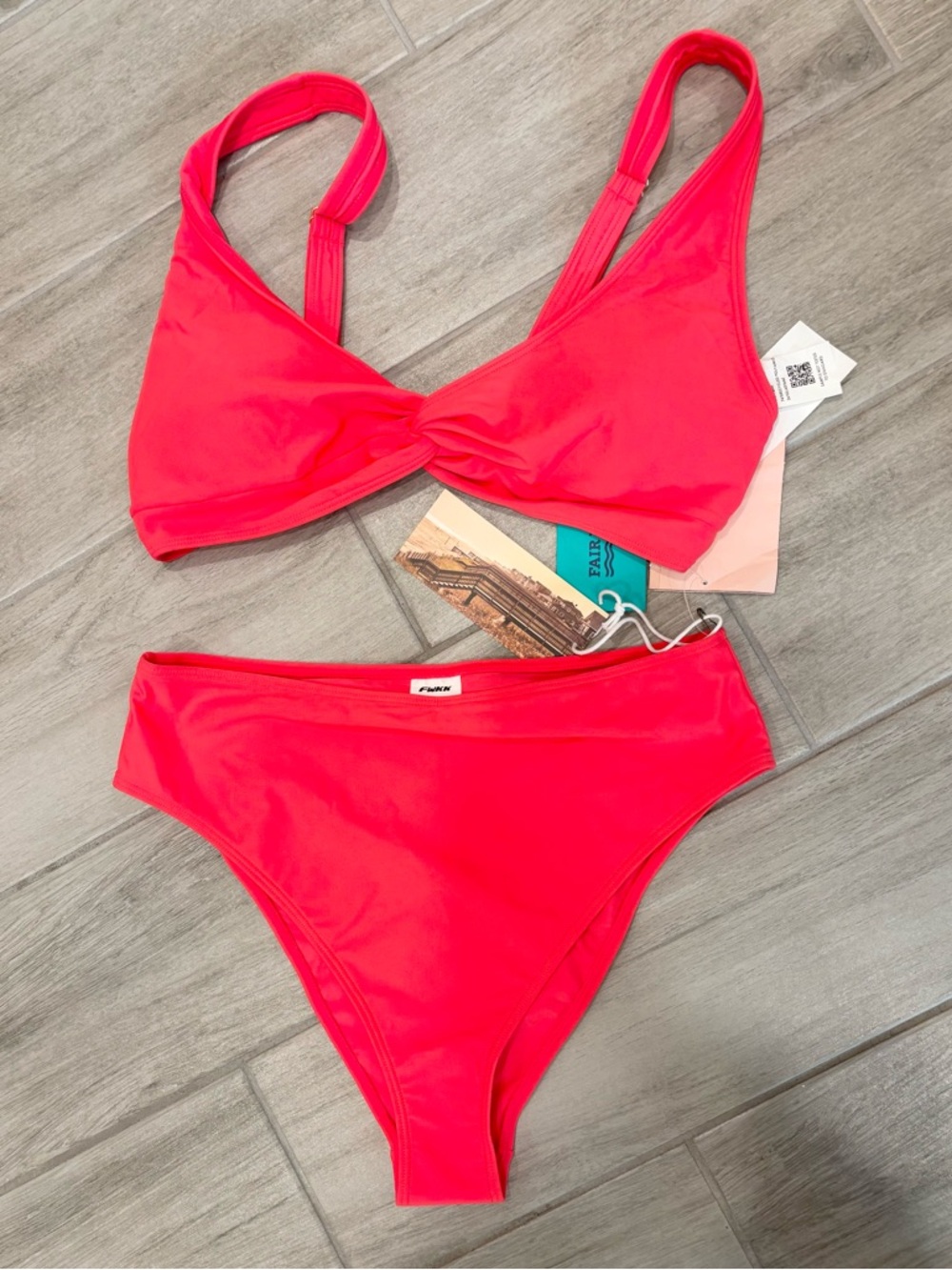 Fair Harbor Coral  Two-Piece Bikini Set- Sample Size Medium NWT